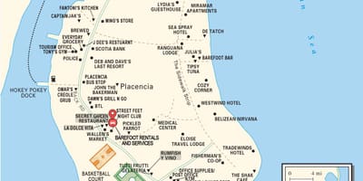 ਨਕਸ਼ਾ ਦੇ placencia ਪਿੰਡ ਬੇਲਾਈਜ਼